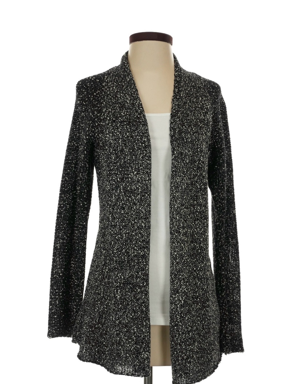 Eileen Fisher Black & Silver Open-Front Sparkle Cardigan